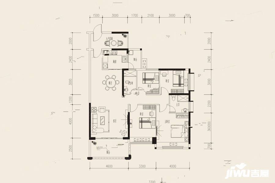 隆生皇冠花园4室2厅2卫142㎡户型图