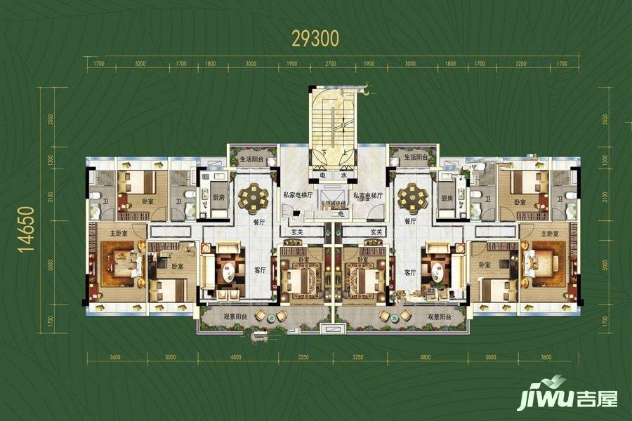 碧桂园天麓山4室2厅2卫143㎡户型图