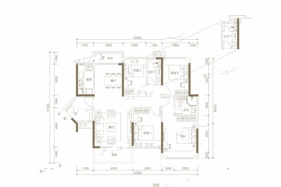 海伦堡爱Me城市4室2厅2卫128㎡户型图