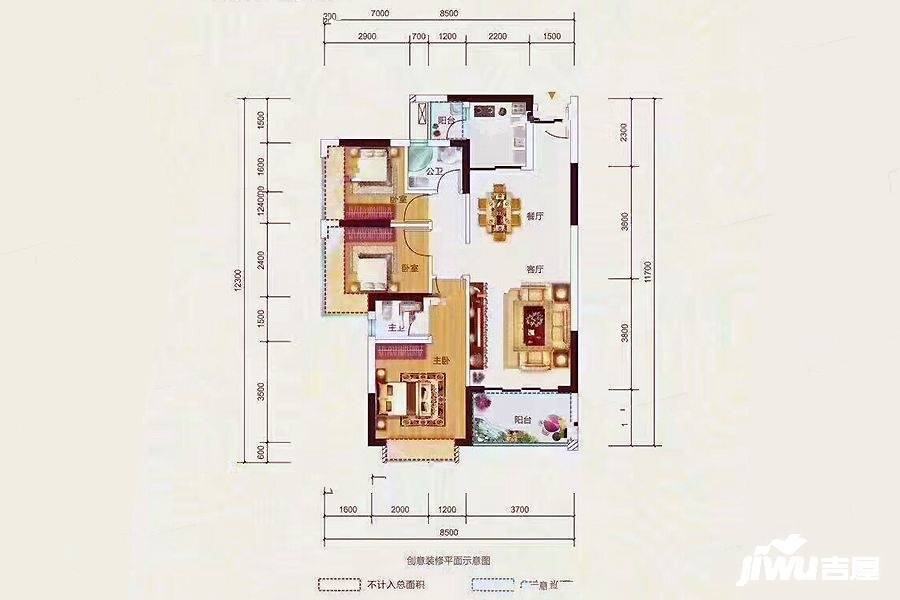 荣达·丰园3室2厅2卫97㎡户型图