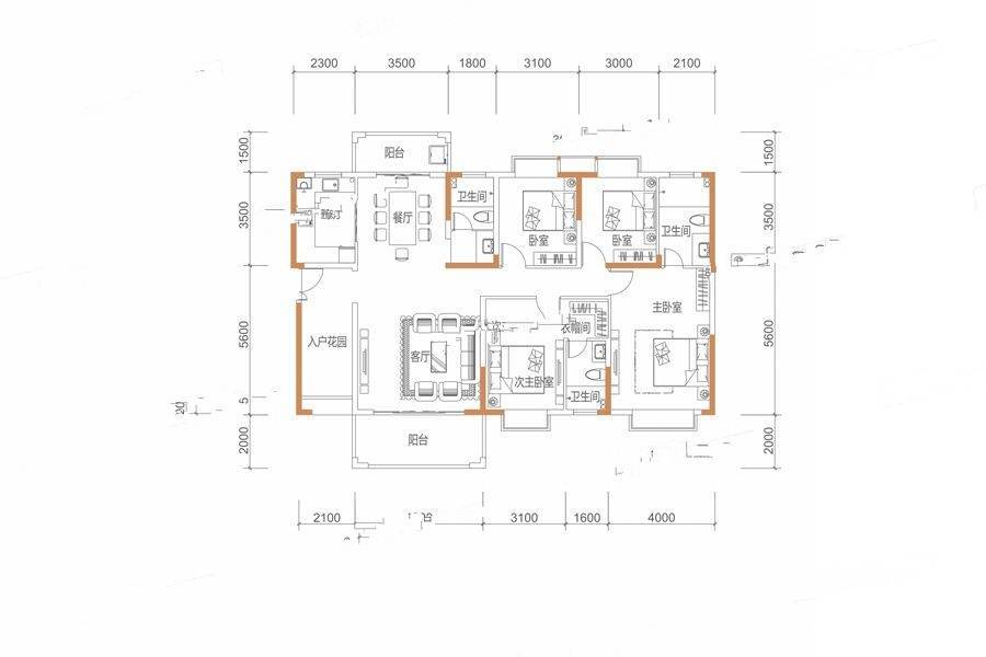 保华铂郡4室2厅3卫172㎡户型图