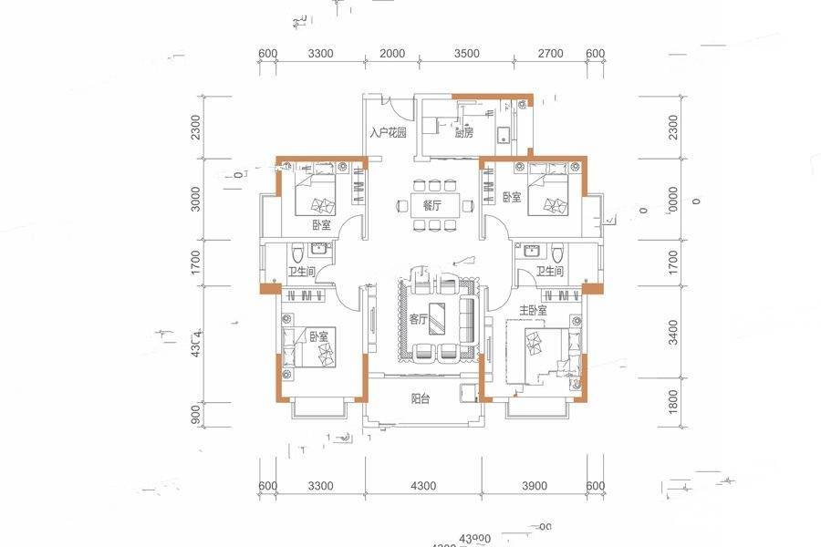 保华铂郡4室2厅2卫140㎡户型图