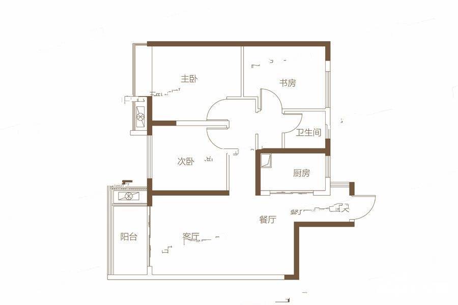 新力上园3室2厅1卫89㎡户型图