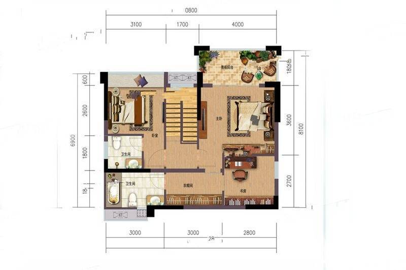 禧临门4室2厅3卫110㎡户型图