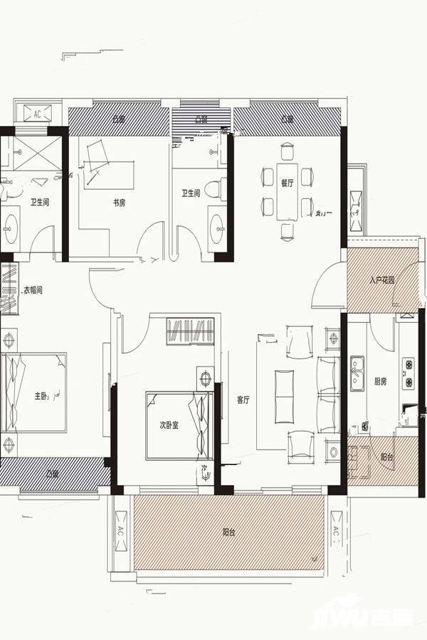 中信凯旋城3室2厅2卫118㎡户型图