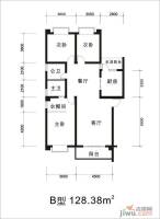 粼江水印3室2厅2卫128.4㎡户型图