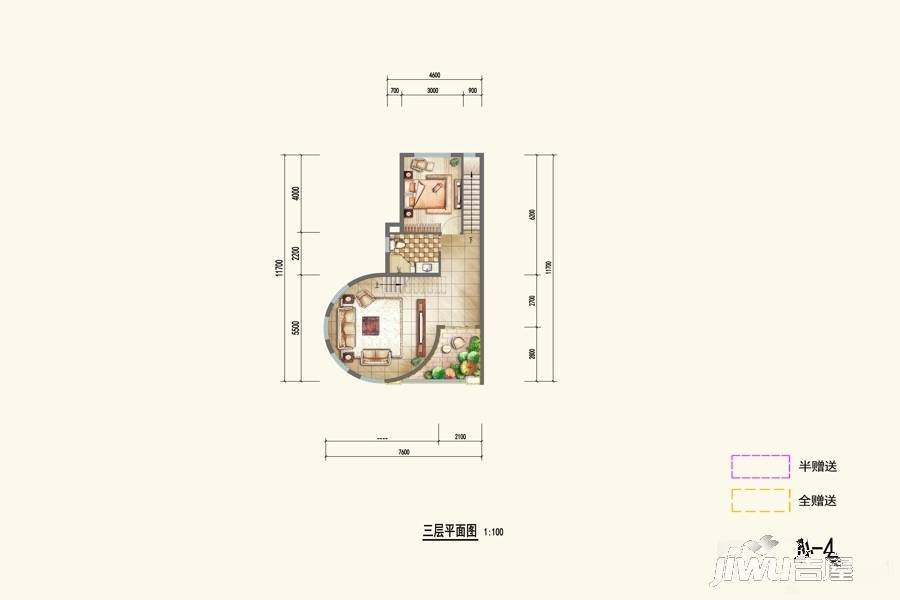 米哈斯小镇2室2厅2卫87㎡户型图