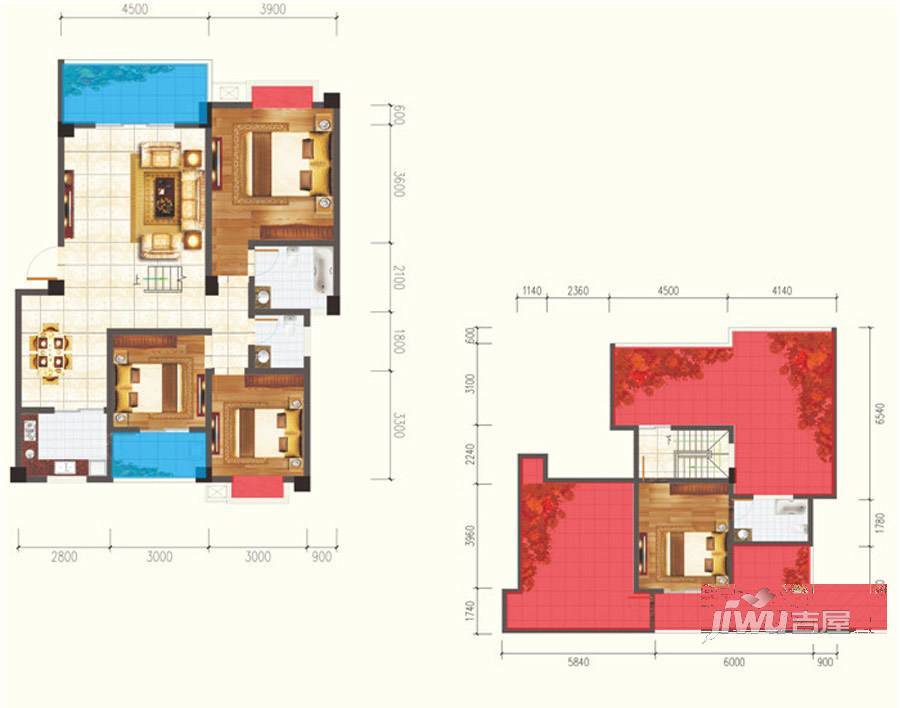 瑞地楠郡4室2厅2卫133.7㎡户型图