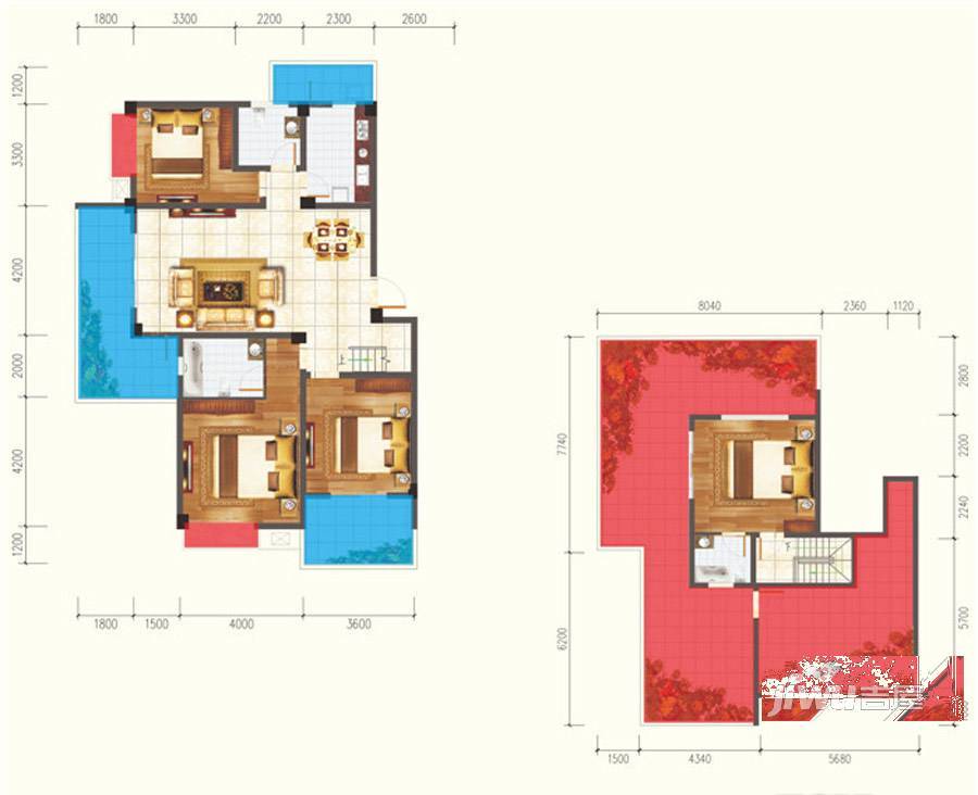 瑞地楠郡4室2厅3卫145.7㎡户型图