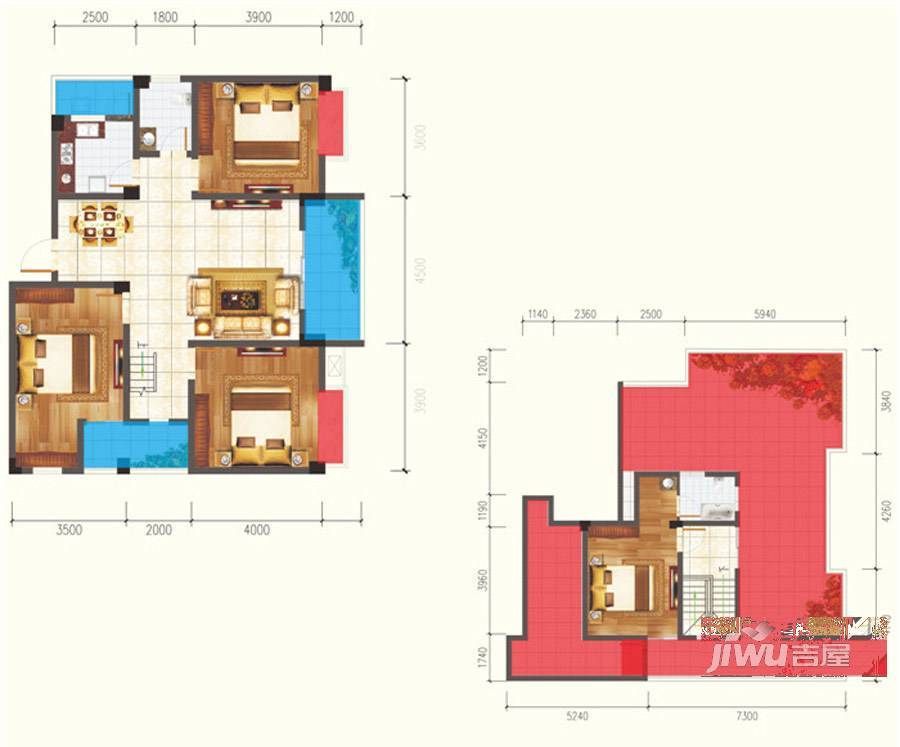 瑞地楠郡4室2厅2卫141.2㎡户型图