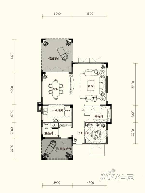 黄龙溪3室2厅4卫270㎡户型图