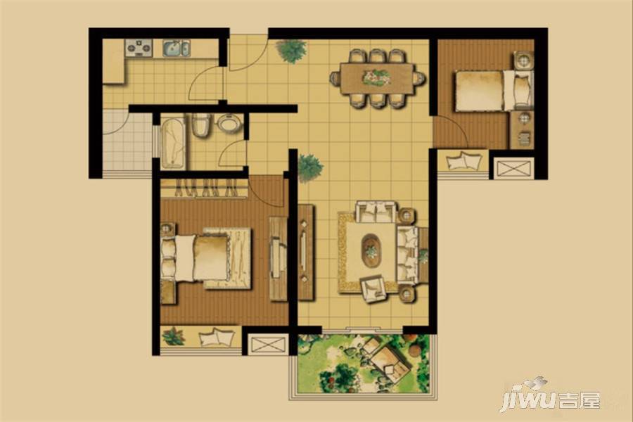 东方玉园2室2厅1卫96.9㎡户型图