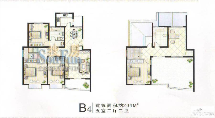 浦园5室2厅2卫204㎡户型图