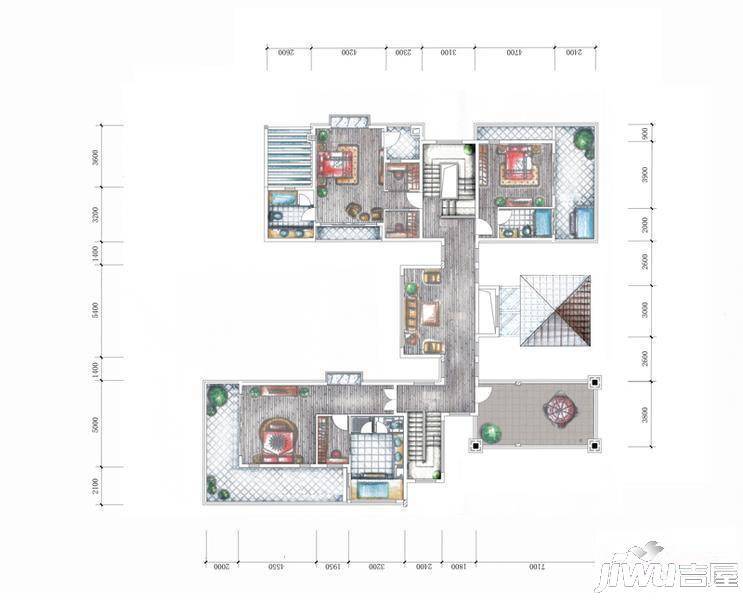 富力湾5室4厅2卫250㎡户型图