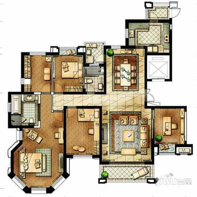 珑庭二期4室2厅2卫190㎡户型图