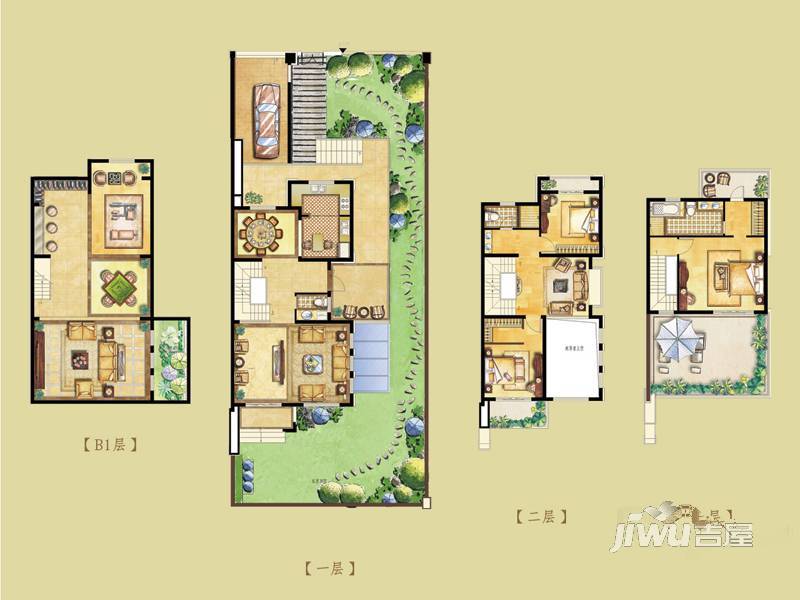 国基城邦逸墅3室5厅3卫293㎡户型图