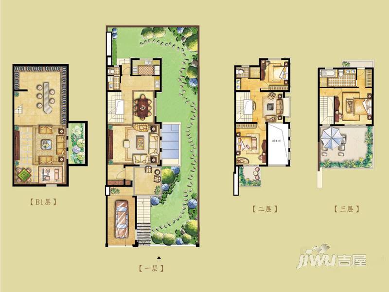 国基城邦逸墅3室4厅3卫262㎡户型图