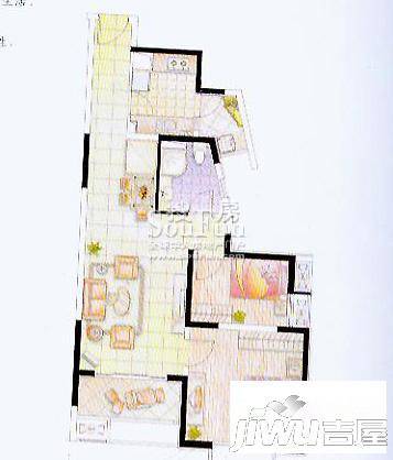 鑫苑国际城市花园2室2厅1卫87.9㎡户型图