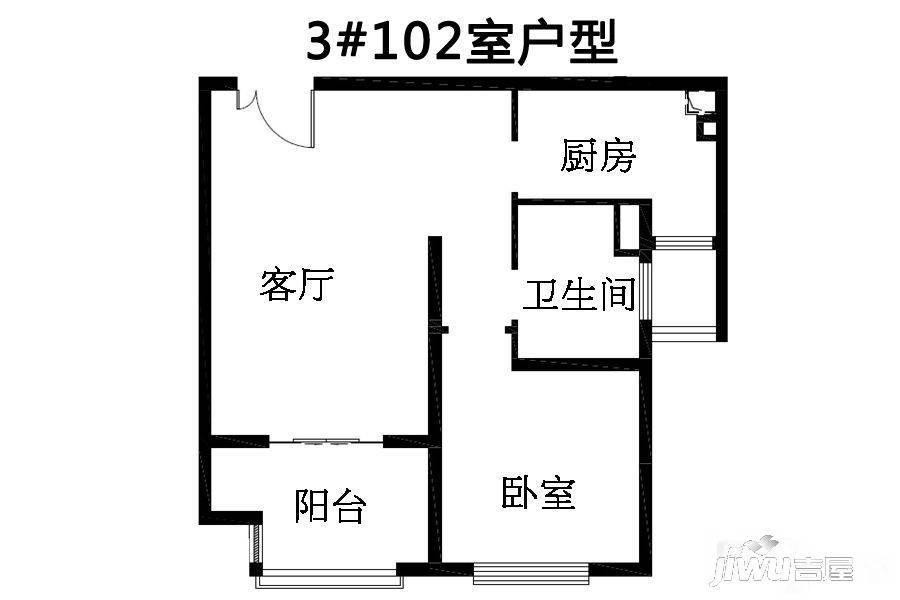 万科初见1室2厅1卫64.8㎡户型图