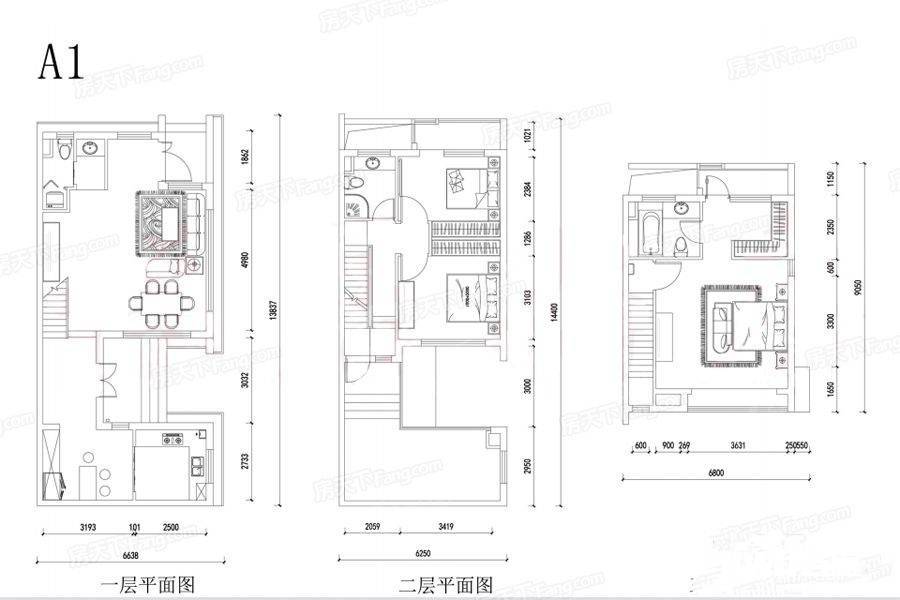 天润尚院3室2厅3卫153㎡户型图