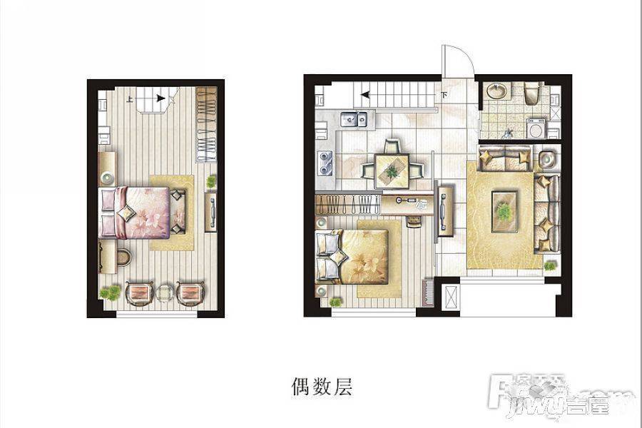 四十大道2室1厅1卫58㎡户型图