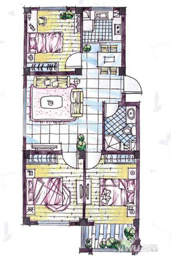 小城故事3室2厅1卫116㎡户型图