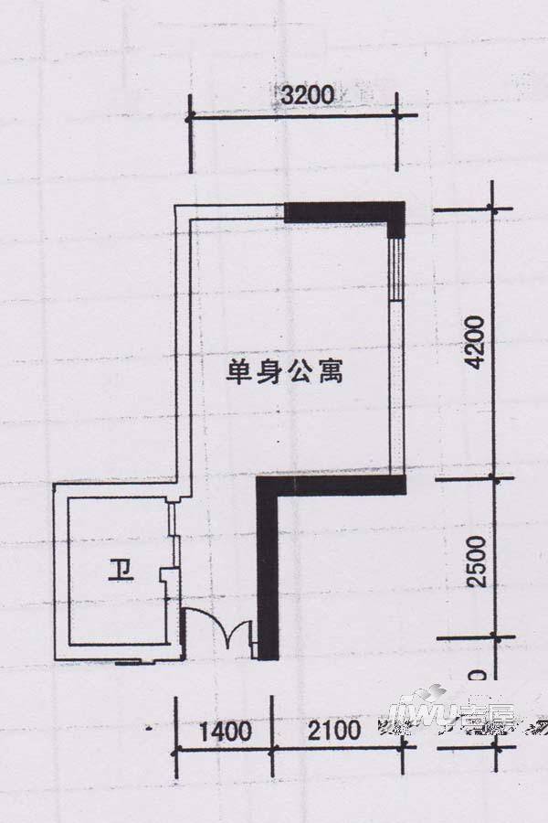 都市春天1室0厅1卫26.1㎡户型图