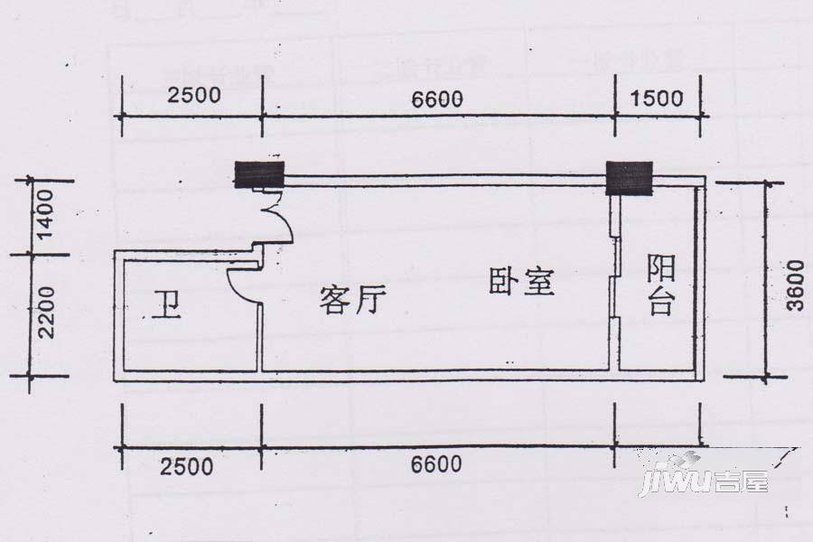 都市春天1室1厅1卫38.3㎡户型图