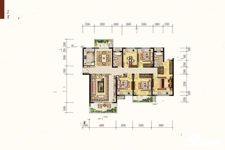 中地滨江壹號5室2厅2卫169.8㎡户型图