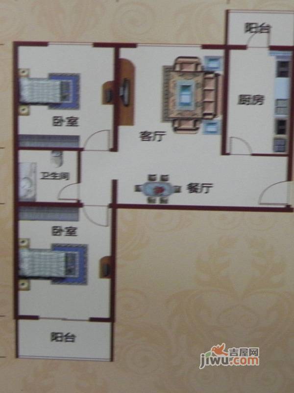 黄河花园2室2厅1卫109㎡户型图