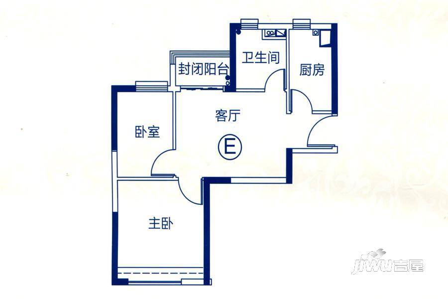 恒大名都2室1厅1卫67㎡户型图