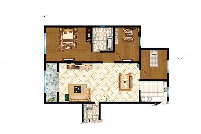 银色家园3室2厅1卫138.1㎡户型图