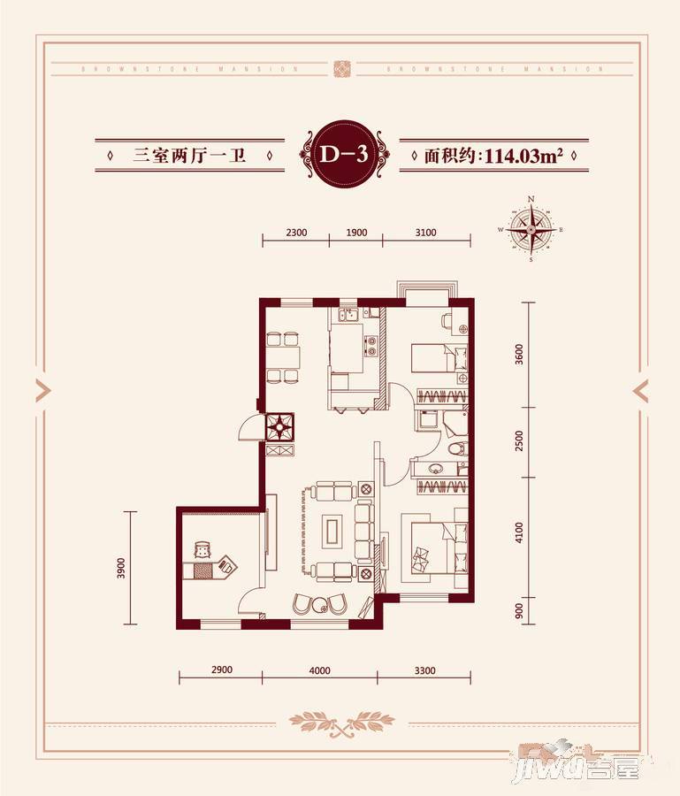 天格褐石公馆
                                                            3房2厅1卫
