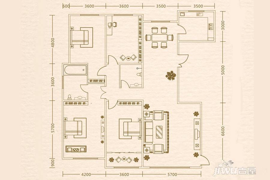 天鹅湖小镇东区4室2厅2卫227㎡户型图