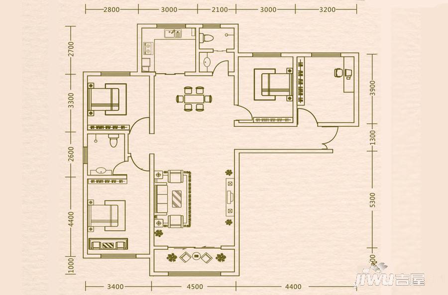 天鹅湖小镇东区4室2厅2卫157㎡户型图