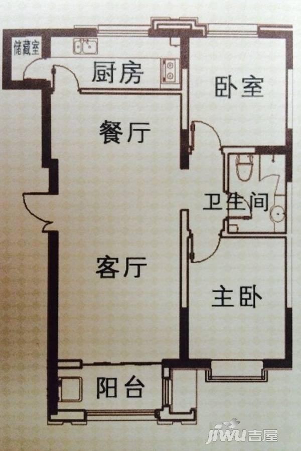 红领地香苑2室2厅1卫85㎡户型图