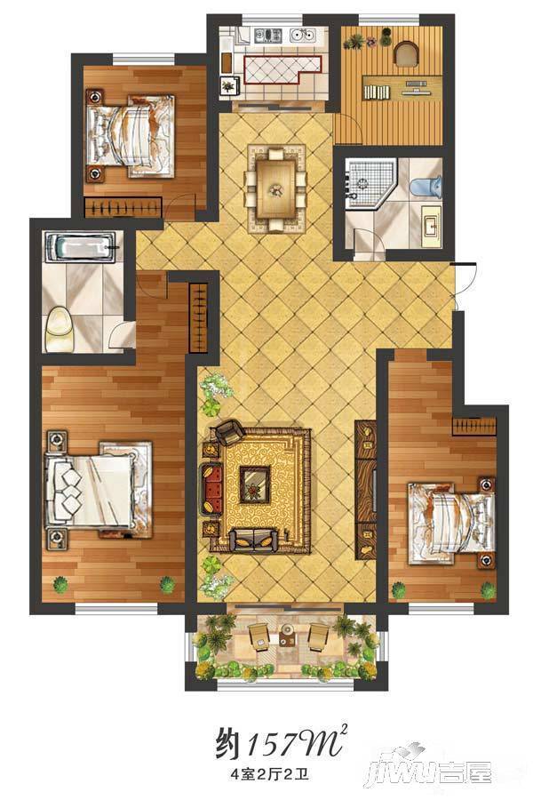 家林苑4室2厅2卫157㎡户型图
