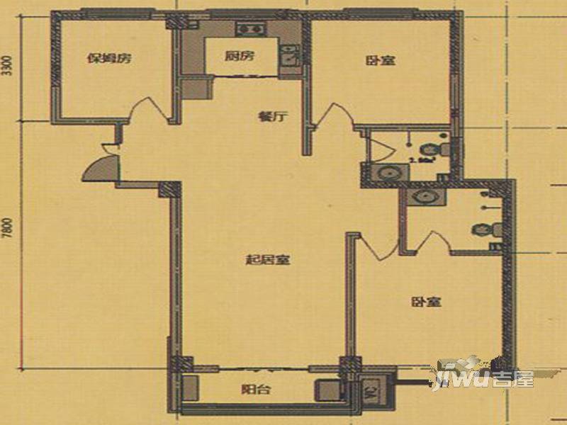 三鑫如意苑3室2厅2卫108㎡户型图