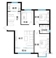 红宝锦秀河畔3室2厅1卫116.8㎡户型图