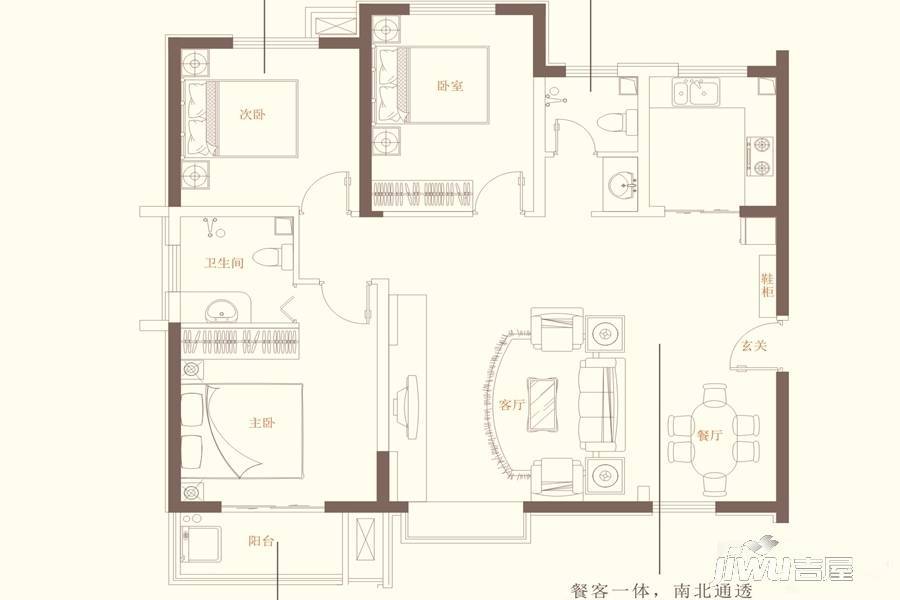 金润华府3室2厅2卫119㎡户型图