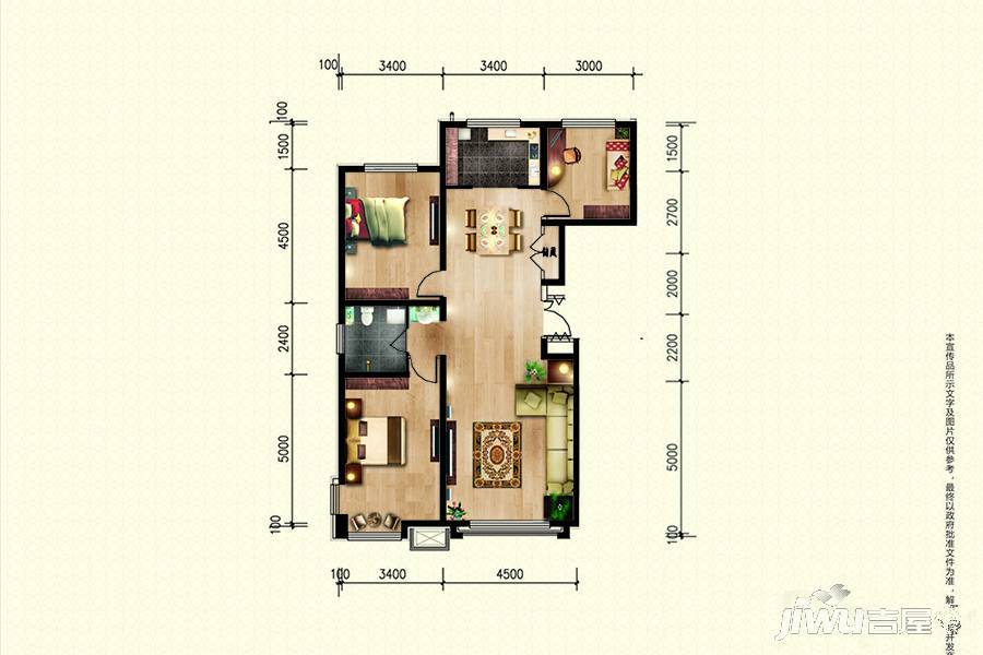 金宇名庭3室2厅1卫124㎡户型图