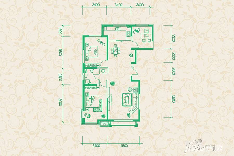 金宇名庭3室2厅1卫129㎡户型图