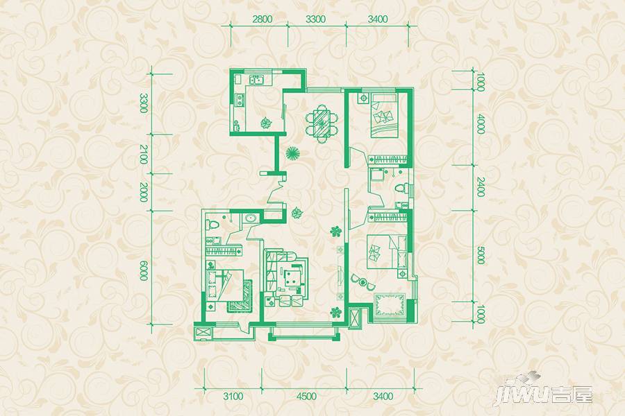 金宇名庭3室2厅2卫144㎡户型图