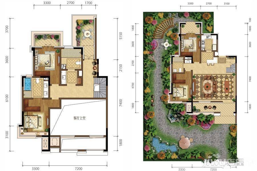 世茂悦海4室2厅3卫180㎡户型图