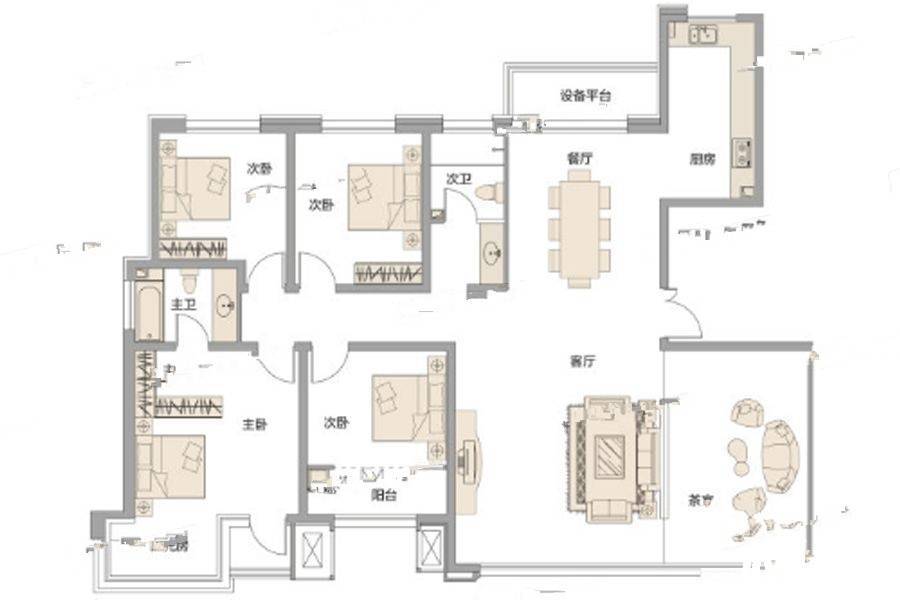 公园华府5室2厅2卫189.9㎡户型图