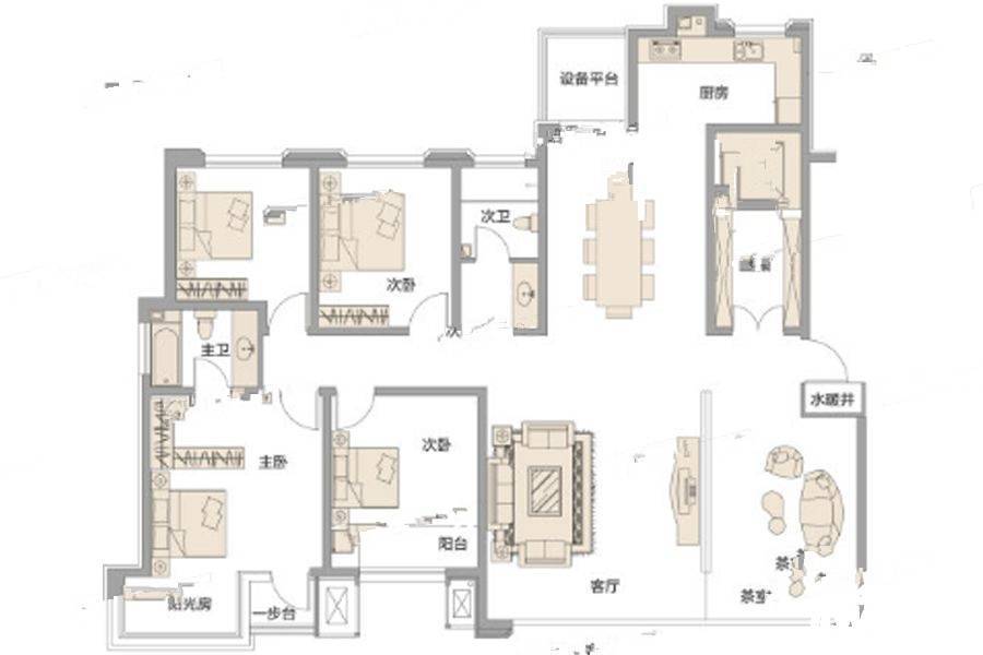 公园华府5室2厅2卫199㎡户型图