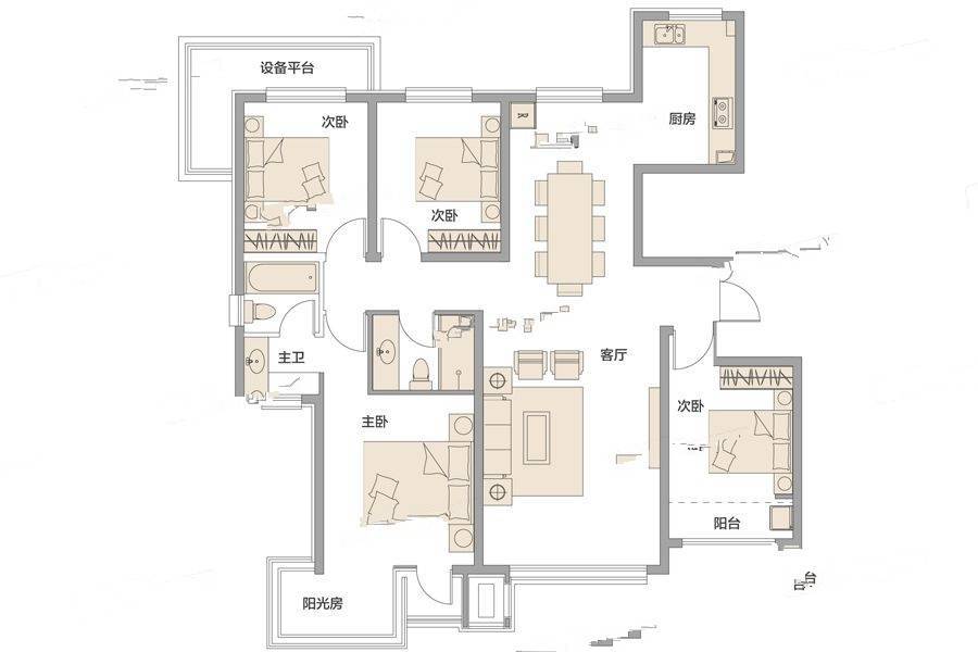 公园华府4室2厅2卫149.4㎡户型图