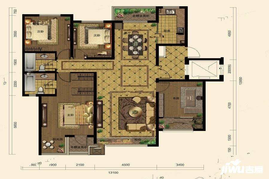 公园华府4室2厅2卫162.7㎡户型图