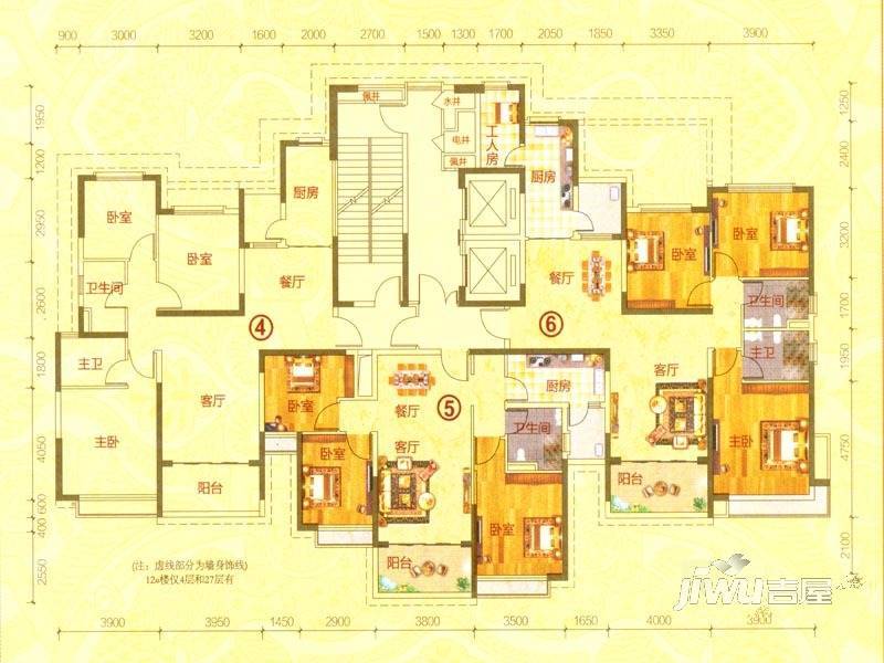 岳阳·恒大名都3室2厅1卫106㎡户型图