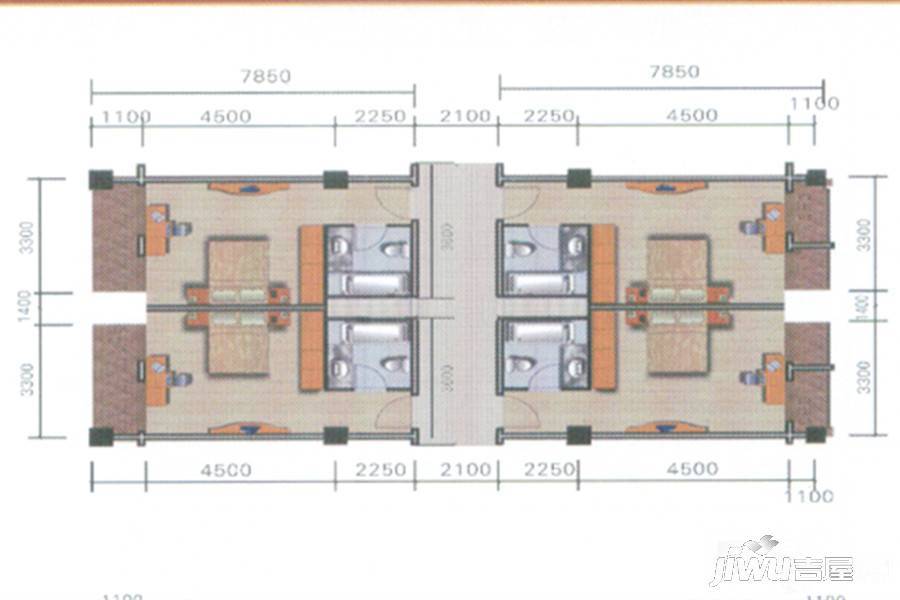 大学城商业街1室0厅1卫39.8㎡户型图